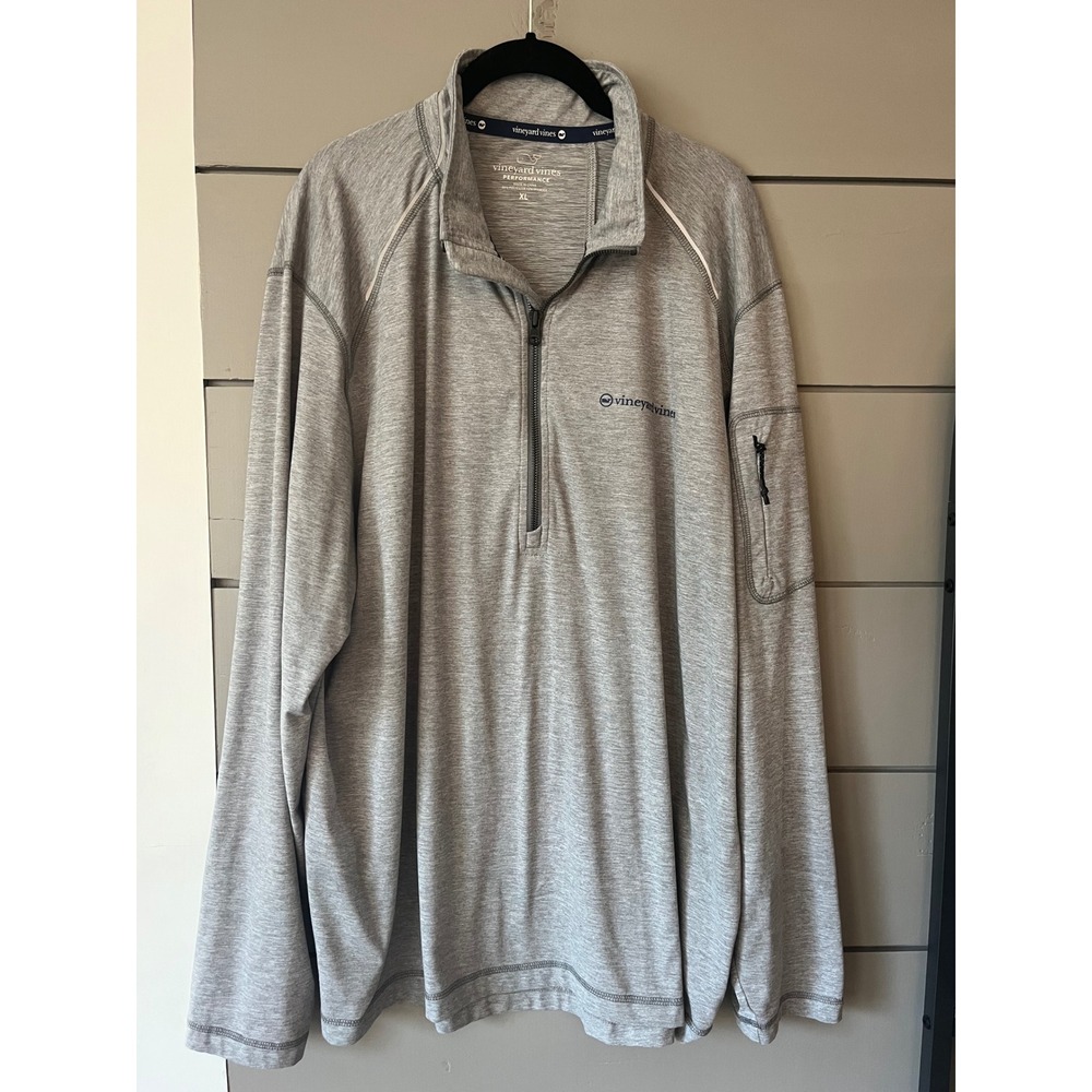 Vineyard Vines Performance Pullover Quarter Zip Grey‎ Men's XL Golf Quick Dry